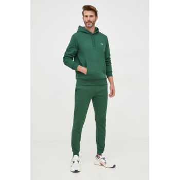 Lacoste bluza culoarea verde, cu glugă, neted
