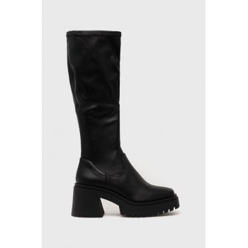 Steve Madden cizme Jetstream femei, culoarea negru, cu toc drept de firma originale