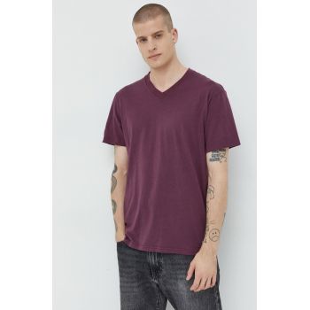 Hollister Co. tricou din bumbac culoarea violet, neted ieftin