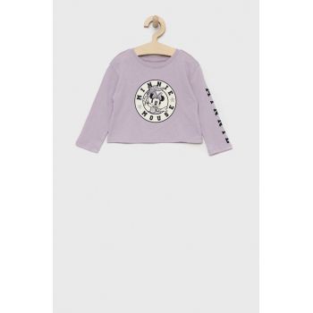 GAP longsleeve din bumbac pentru copii culoarea violet ieftin