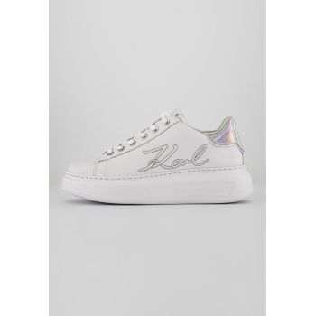 Pantofi sport din piele cu aplicatie logo metalica