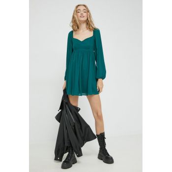 Abercrombie & Fitch rochie culoarea verde, mini, evazati