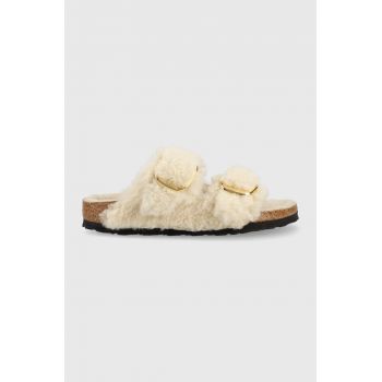 Birkenstock papuci de lana Arizona Bb Shearling femei, culoarea gri