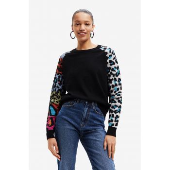 Desigual pulover femei, culoarea negru, light