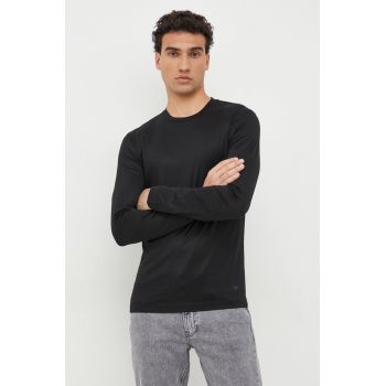 Emporio Armani longsleeve barbati, culoarea negru, neted de firma original