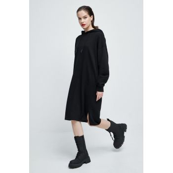 Medicine rochie culoarea negru, midi, oversize