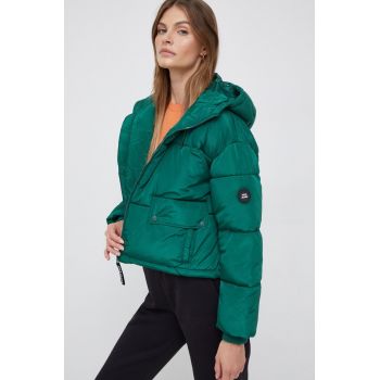 Pepe Jeans geaca femei, culoarea verde, de iarna, oversize