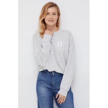 United Colors of Benetton bluza femei, culoarea gri, cu imprimeu