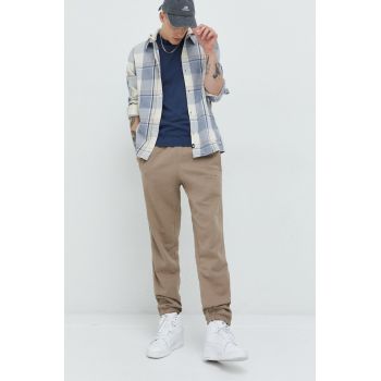 adidas Originals pantaloni de trening din bumbac barbati, culoarea bej, neted