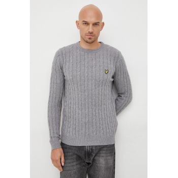 Lyle & Scott pulover din amestec de lana barbati, culoarea gri, light de firma original