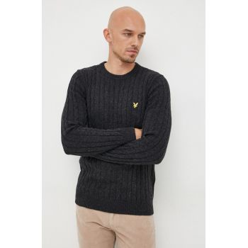 Lyle & Scott pulover din amestec de lana barbati, culoarea negru, light de firma original