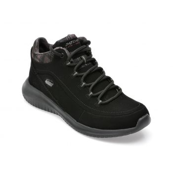 Ghete SKECHERS negre, ULTRA FLEX, din piele naturala