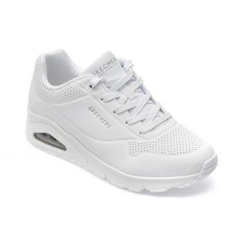 Pantofi sport SKECHERS albi, UNO, din piele ecologica