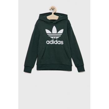 adidas Originals bluza copii culoarea verde, cu imprimeu