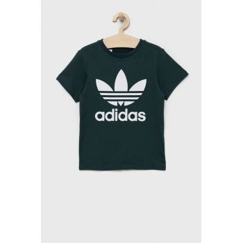 adidas Originals tricou de bumbac pentru copii culoarea verde, cu imprimeu ieftin