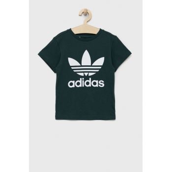 adidas Originals tricou de bumbac pentru copii culoarea verde