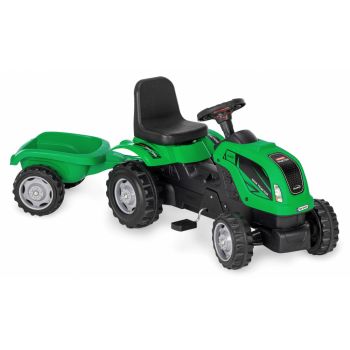 Tractor cu pedale si remorca Micromax MMX verde inchis