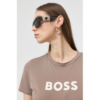 BOSS tricou din bumbac culoarea maro