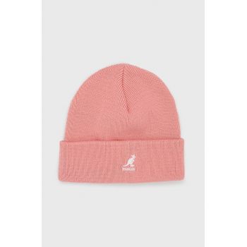 Kangol caciula culoarea roz, din tricot gros de firma originala