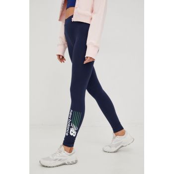 New Balance leggins de antrenament Classic femei, culoarea albastru marin, cu imprimeu