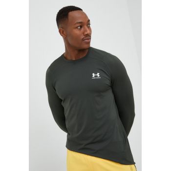 Under Armour mânecă lungă de antrenament culoarea verde, neted