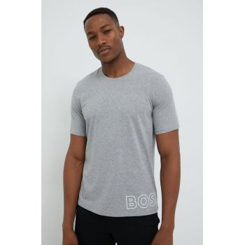 BOSS tricou barbati, culoarea gri, melanj