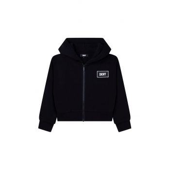 Dkny bluza copii culoarea negru, cu glugă, modelator