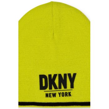 Dkny caciula copii culoarea verde, din tesatura neteda