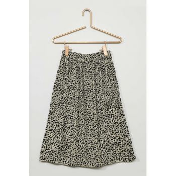 Fusta midi cu model floral