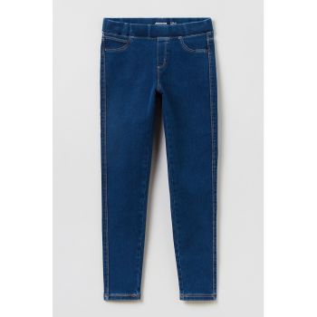 Pantaloni jogger din denim regular fit cu talie elastica