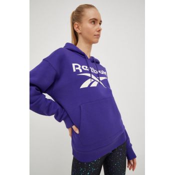 Reebok bluza femei, culoarea violet, cu imprimeu