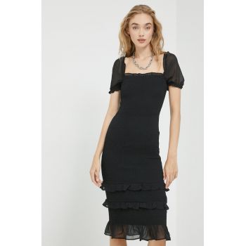 Abercrombie & Fitch rochie culoarea negru, mini, mulata