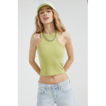 Abercrombie & Fitch top femei, culoarea verde