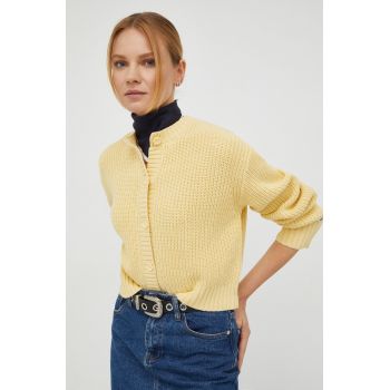 Levi's cardigan femei, culoarea galben ieftin