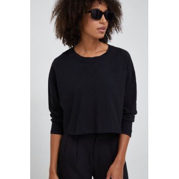 Pepe Jeans longsleeve din bumbac culoarea negru