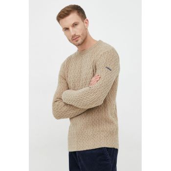 Pepe Jeans pulover din amestec de lana barbati, culoarea bej, de firma original