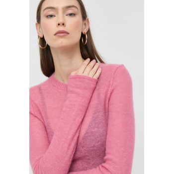 Victoria Beckham pulover de lana femei, culoarea roz, light