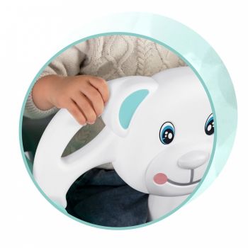 Leagan de gradina convertibil 3in1 pentru copii Ricokids Ursulet TurcoazAlb utilizare interiorexterior cu bara de protectie si spatar detasabile,franghii cu dimensiune reglabila,sezut ergonomic,sarcina maxima 30 kg