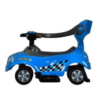 Masinuta copii de impins Ecotoys Mini Cooper 321 albastru, cu maner de impins detasabil, suport pentru picioare, bara de protectie, panou muzical, recomandata copiilor cu varsta cuprinsa intre 1 si 3 ani