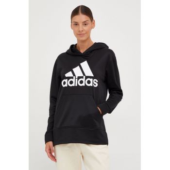 adidas Performance hanorac de antrenament Big Logo femei, culoarea negru, cu glugă, cu imprimeu