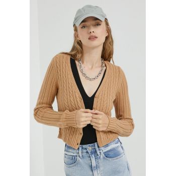Hollister Co. cardigan femei, culoarea bej