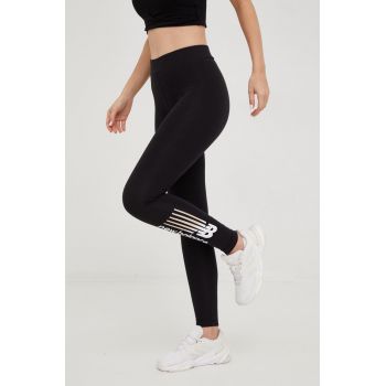 New Balance leggins de antrenament Classic femei, culoarea negru, cu imprimeu ieftini