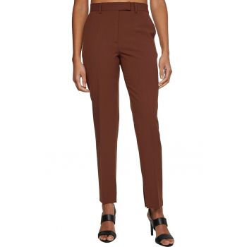 Pantaloni eleganti slim fit din amestec de lana cu slituri la glezne