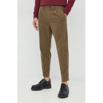 BOSS pantaloni Boss Casual barbati, culoarea verde, mulata
