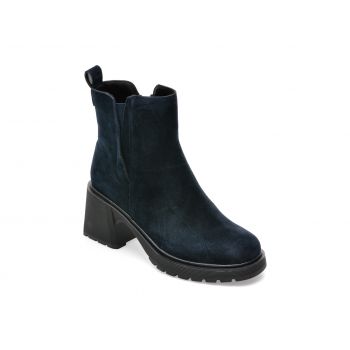Ghete EPICA bleumarin, 07C3015, din piele intoarsa