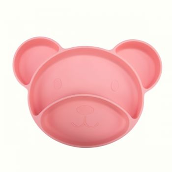 Farfurie silicon compartimentata Canpol Babies bear 51401 pink
