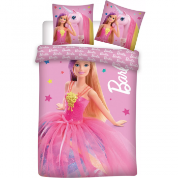 Set lenjerie pat copii Barbie 100x135 + 40x60 SunCity Set lenjerie pat copii Barbie 100x135 + 40x60 SunCity