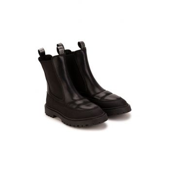 BOSS cizme chelsea din piele pentru copii culoarea negru,