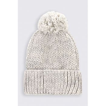 Coccodrillo caciula din lana pentru copii culoarea gri, din tricot gros