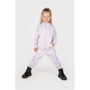 Coccodrillo pantaloni de trening din bumbac pentru copii culoarea violet, neted
